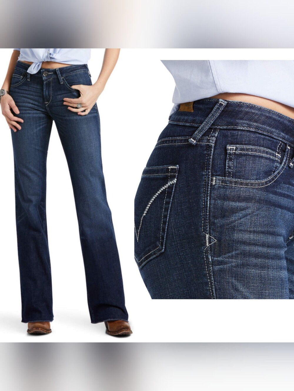 Ariat 27 regular trouser jeans perfect rise london wide leg rascal blue western